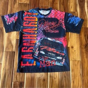 VTG 90s Dale Earnhardt The Man Born To Run All Over Print Tee TShirt Sz L AOP